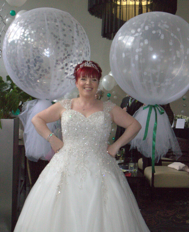 Tulle covered giant balloons